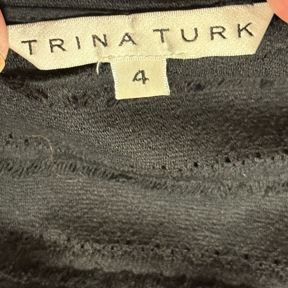 Trina Turk Black Textured Sheer Shift Dress Size 4 80% Cotton Silk Lined - Picture 4 of 10